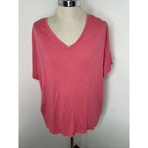 J JIll Pink T- Shirt Women's 4X Tunic Top V Neck Short Sleeve Pima Cotton